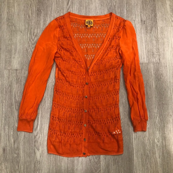 Tory Burch Sweaters - TORY BURCH Cotton & Silk Lightweight Cardigan Size Small